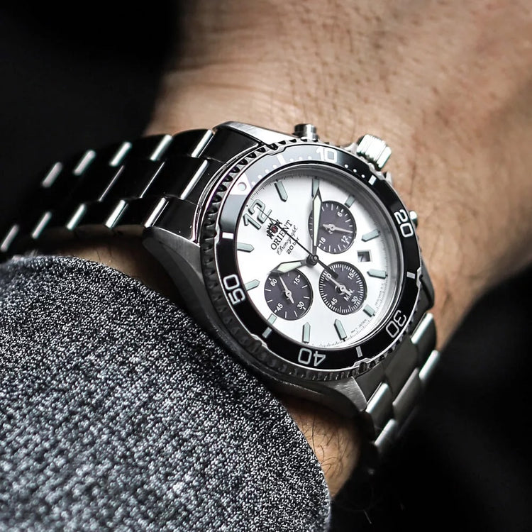 ORIENT Men's Solar Sports Diver Chronograph Watch Panda RA-TX0203S10B image 6