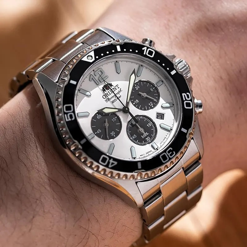 ORIENT Men's Solar Sports Diver Chronograph Watch Panda RA-TX0203S10B image 4