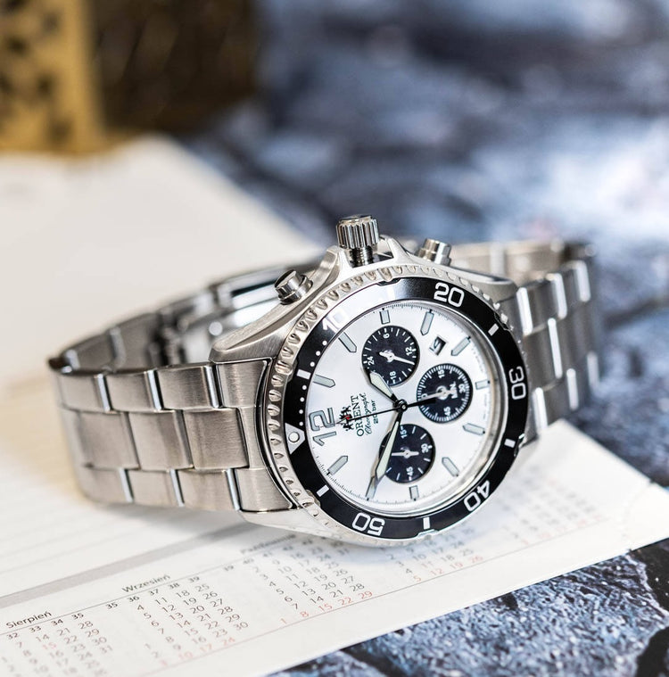 ORIENT Men's Solar Sports Diver Chronograph Watch Panda RA-TX0203S10B image 2