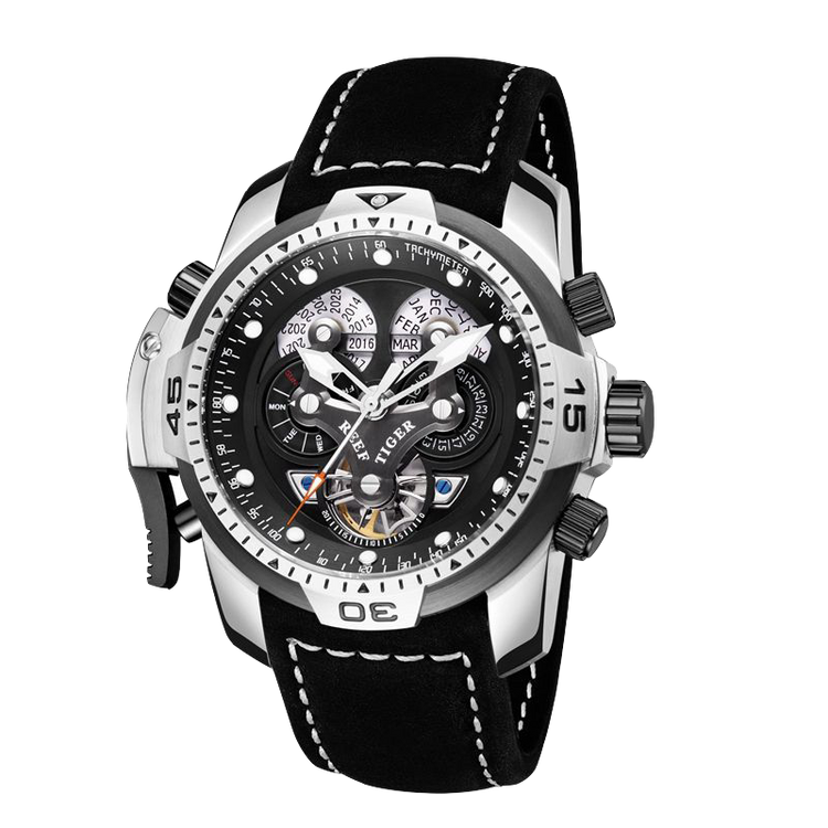 Reef Tiger Men's Aurora Concept Skeleton Automatic Mechanical Watch image 9