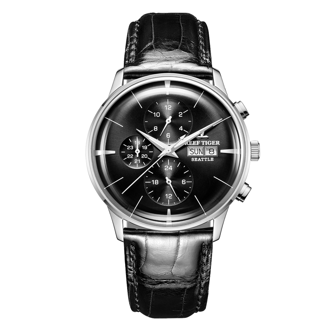 Reef Tiger Men's Seattle Chiefs Automatic Luxury Vintage Dress Chronograph Watch image 0