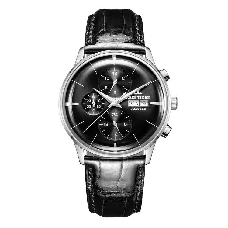 Reef Tiger Men's Seattle Chiefs Automatic Luxury Vintage Dress Chronograph Watch image 0