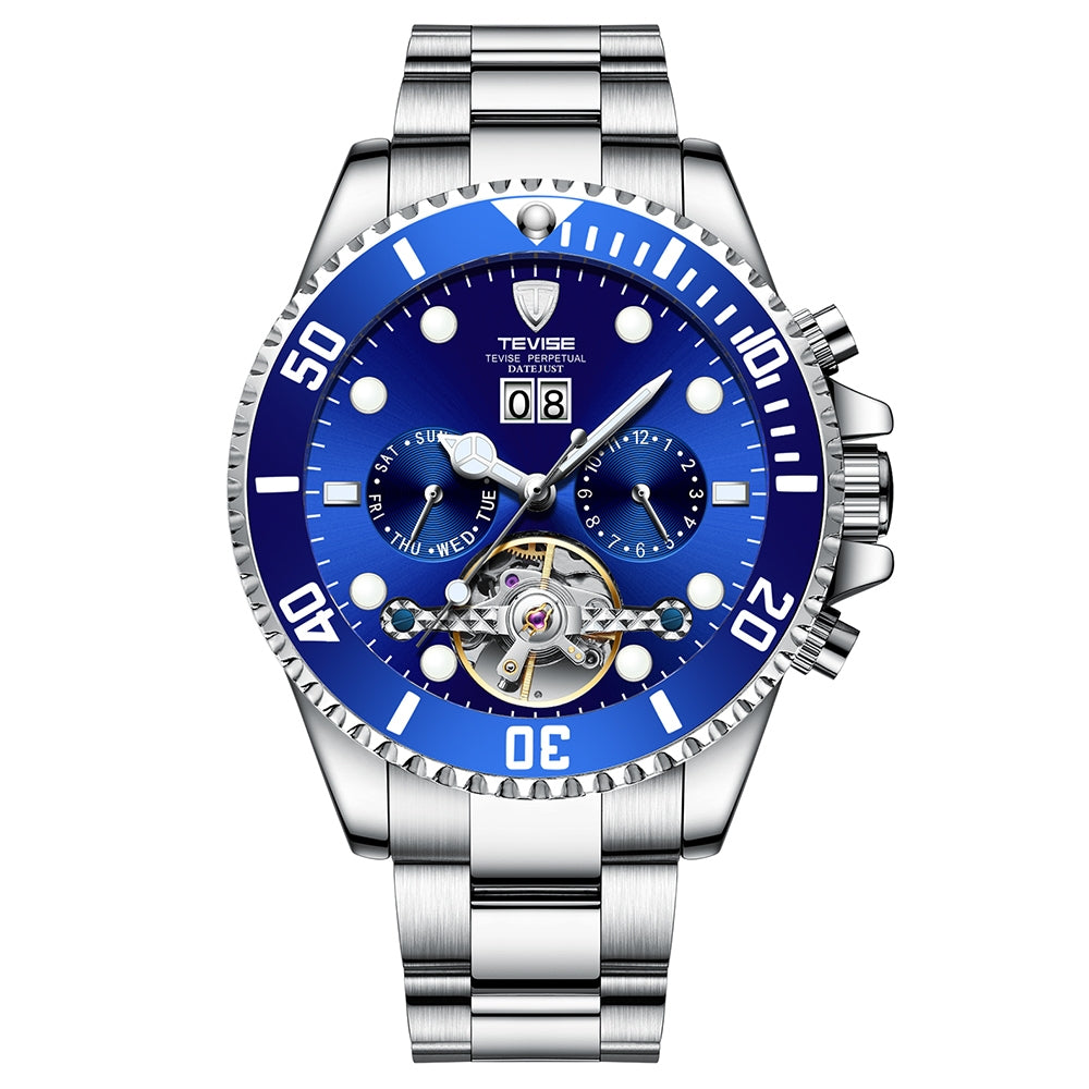 TEVISE Perpetual Flywheel Date Automatic Blue Watch image 0
