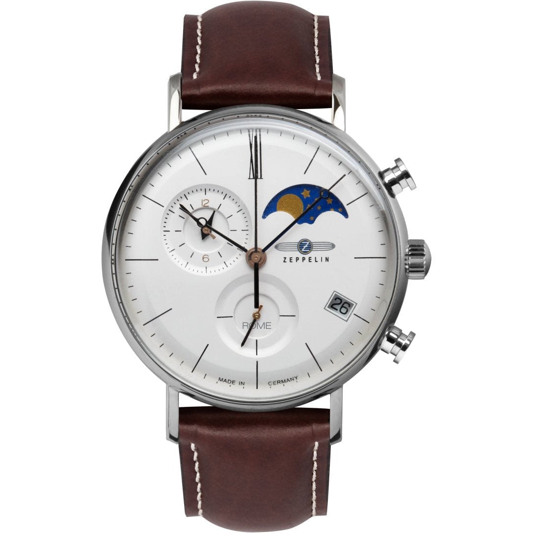 ZEPPELIN 7198-4 Rome Silver / White Moonphase Watch image 0
