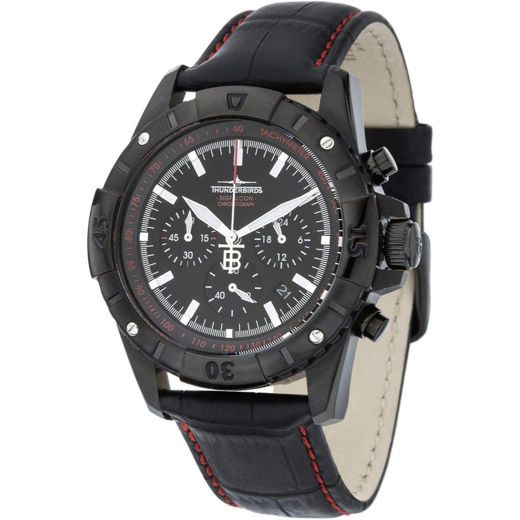 THUNDERBIRDS Big Falcon Aviator 42mm Chronograph Watch Black/Red image 0