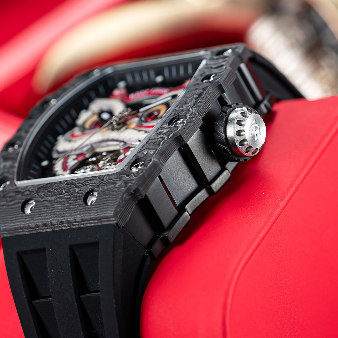 Reef Tiger Men's Chinese Lion Dance Automatic Skeleton Watch RGA3009 Black image 5