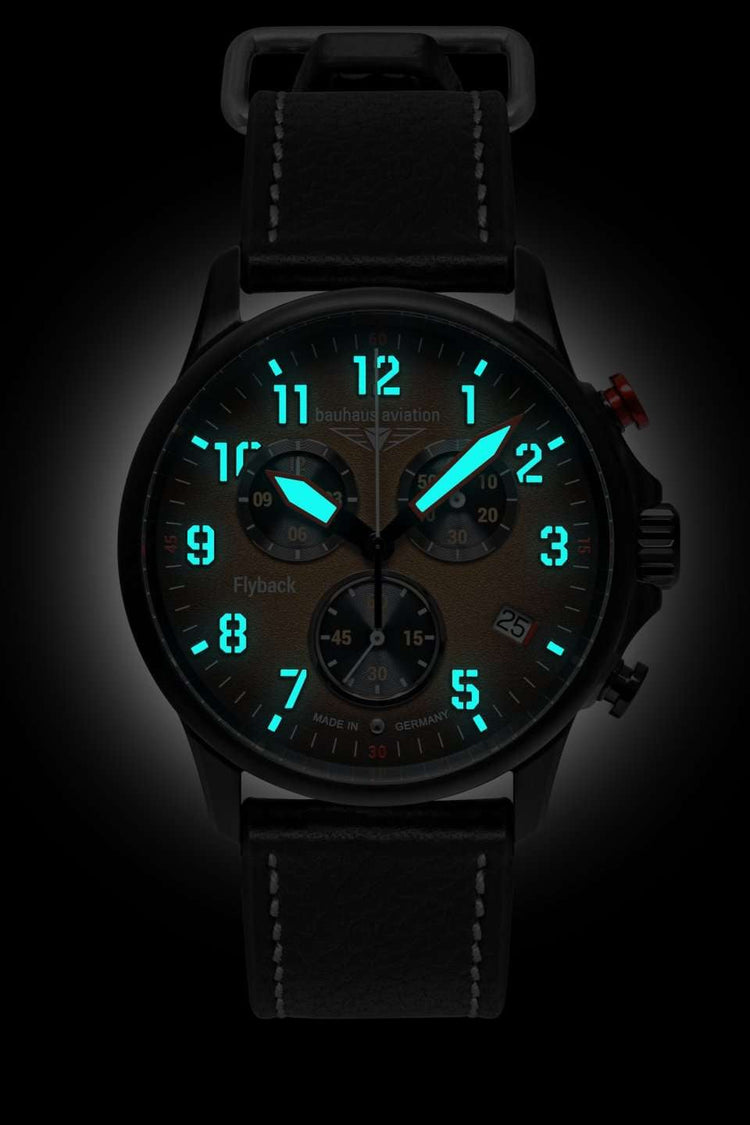 BAUHAUS AVIATION Men's Blackwing Leather Strap Watch 28885 image 1