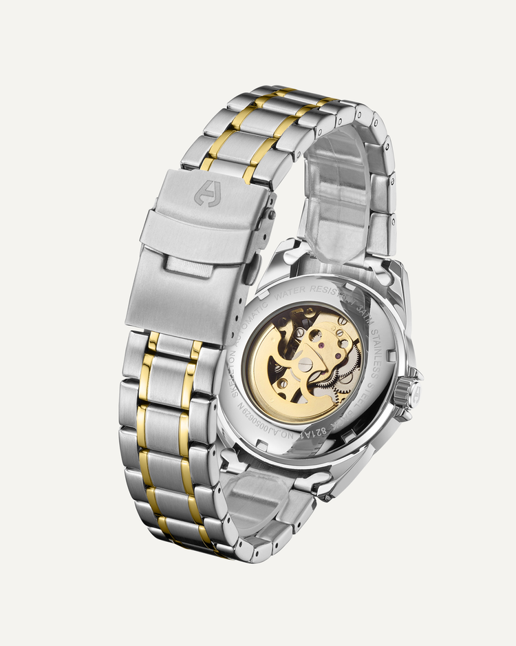 Skeleton Automatic Two Tone Gold & Steel Mens Watch image 2