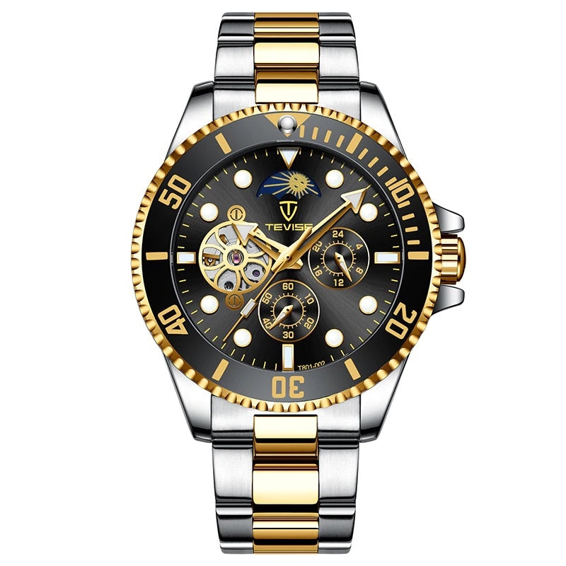 TEVISE Perpetual Automatic Flower Moon Two Tone Watch image 0