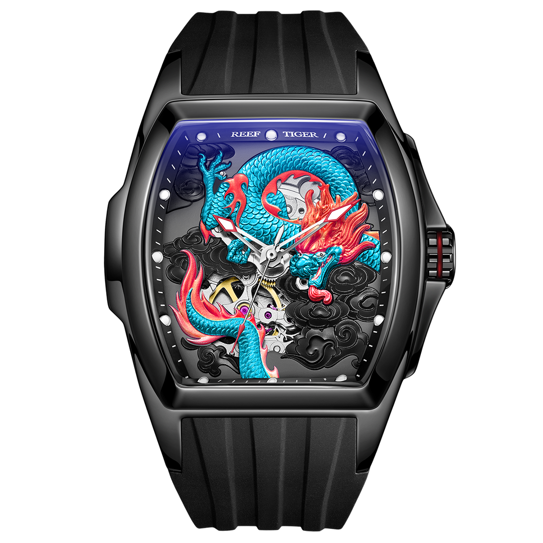 Reef Tiger Men's Aurora Chinese Dragon Skeleton Automatic Watch image 0