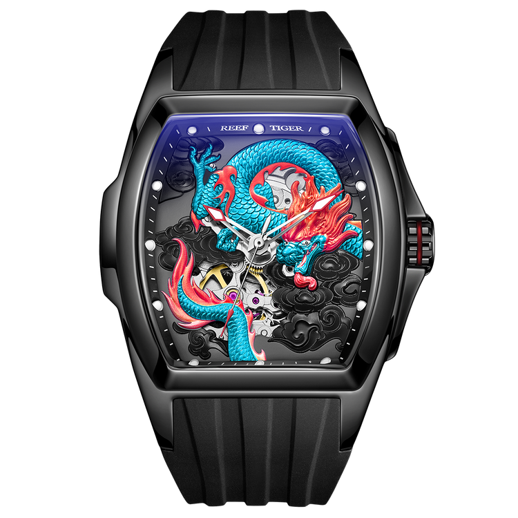 Reef Tiger Men's Aurora Chinese Dragon Skeleton Automatic Watch image 0