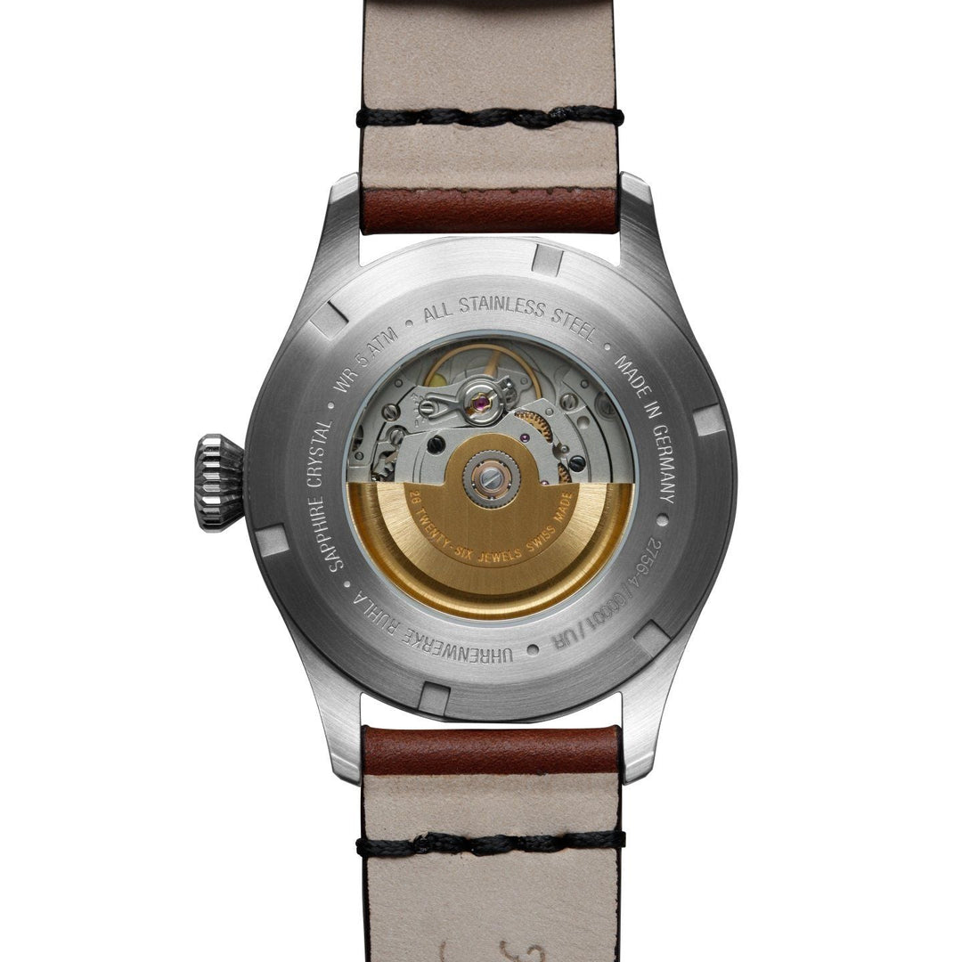 BAUHAUS AVIATION Men's Flight Control Automatic Night-Glow Leather Strap Watch 27564 image 2