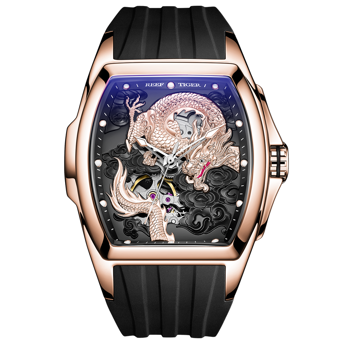Reef Tiger Men's Aurora Chinese Dragon Skeleton Automatic Watch image 0