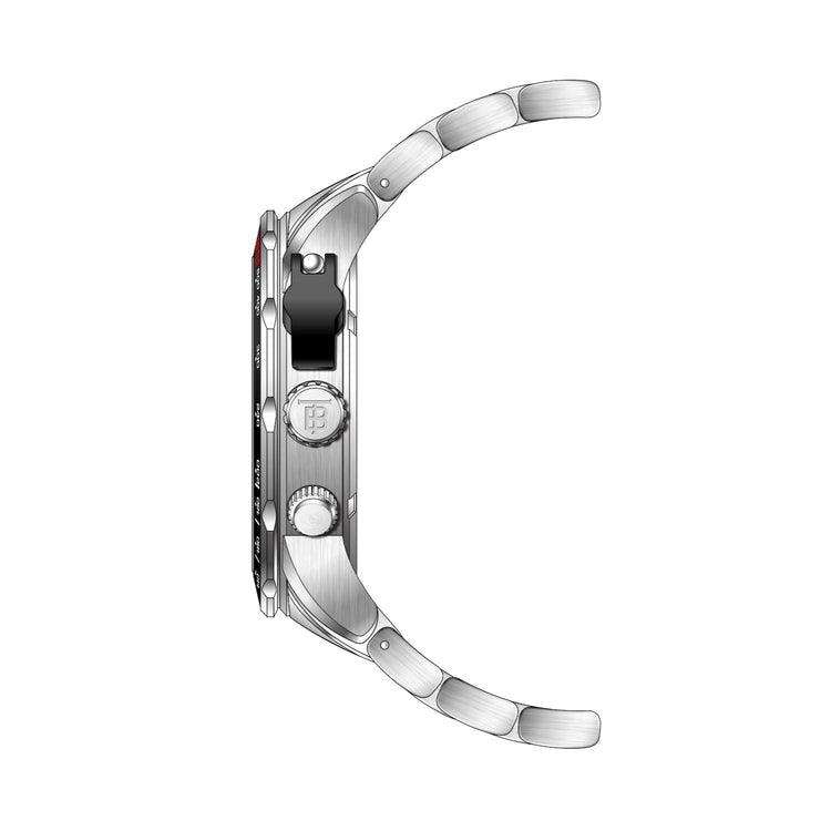 THUNDERBIRDS Aircraft Ejector Tachy Chronograph Steel Bracelet Watch Silver/White image 3