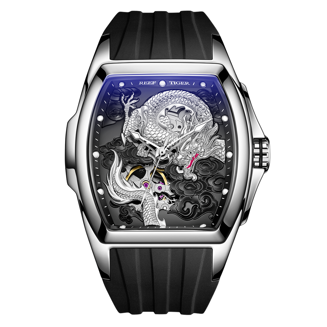 Reef Tiger Men's Aurora Chinese Dragon Skeleton Automatic Watch image 0