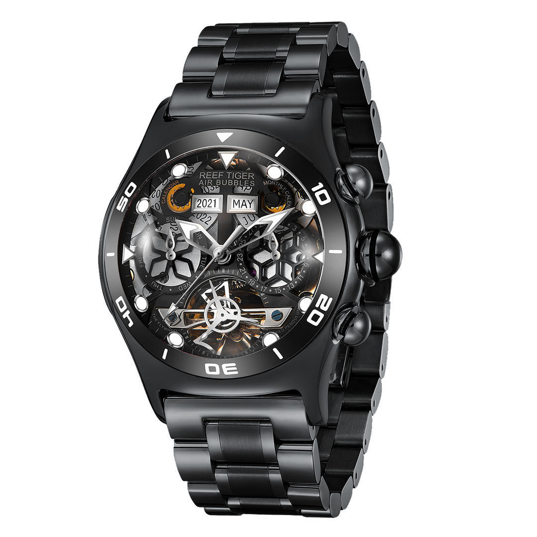 Reef Tiger Men's Aurora Air Bubbles Automatic Mechanical Skeleton Watch image 10