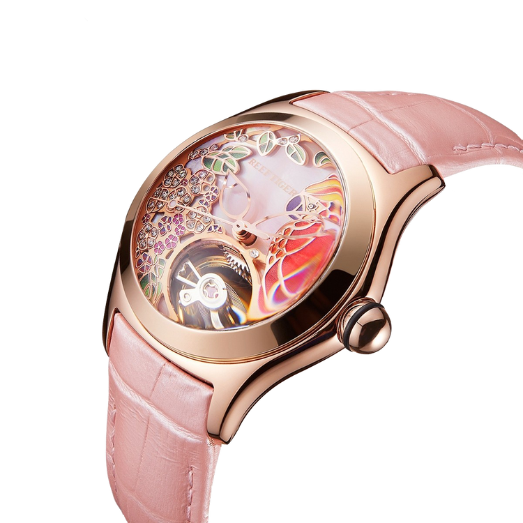 Reef Tiger Women's Aurora Parrots Automatic Skeleton Crystal Watch image 3