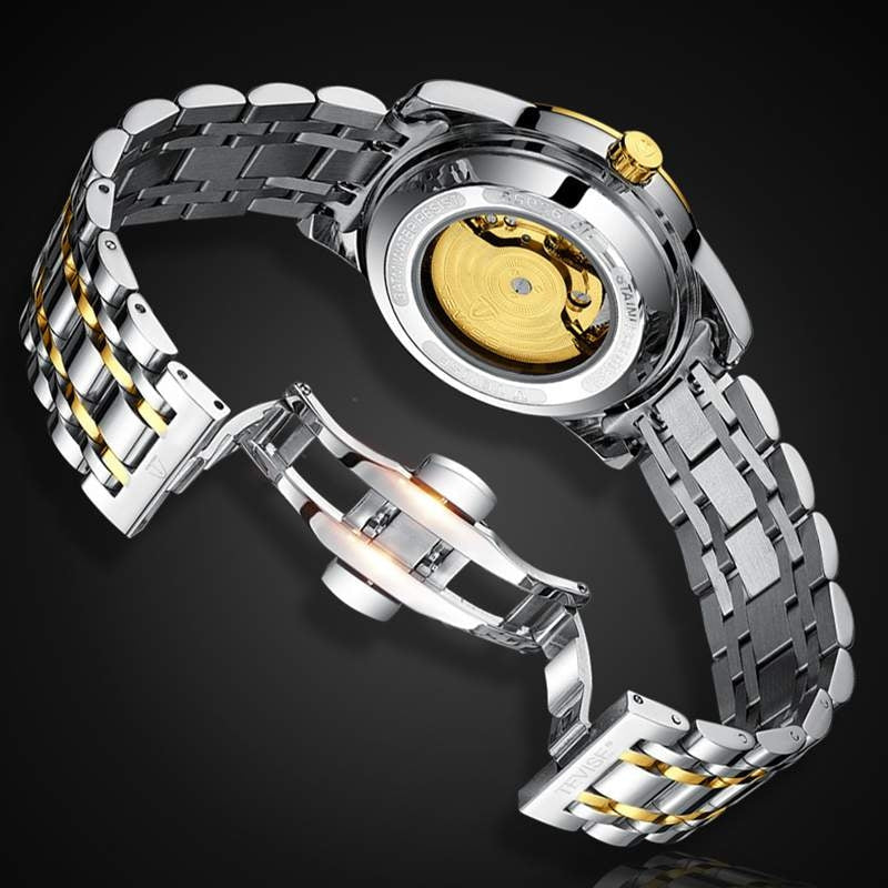 TEVISE Skeleton Classic Steel Ionic Black Watch image 2