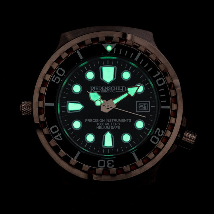 RIEDENSCHILD PRECISION INSRUMENTS GERMANY Divers Taucheruhr 1000m Helium Valve Watch Rose Gold/Black image 1
