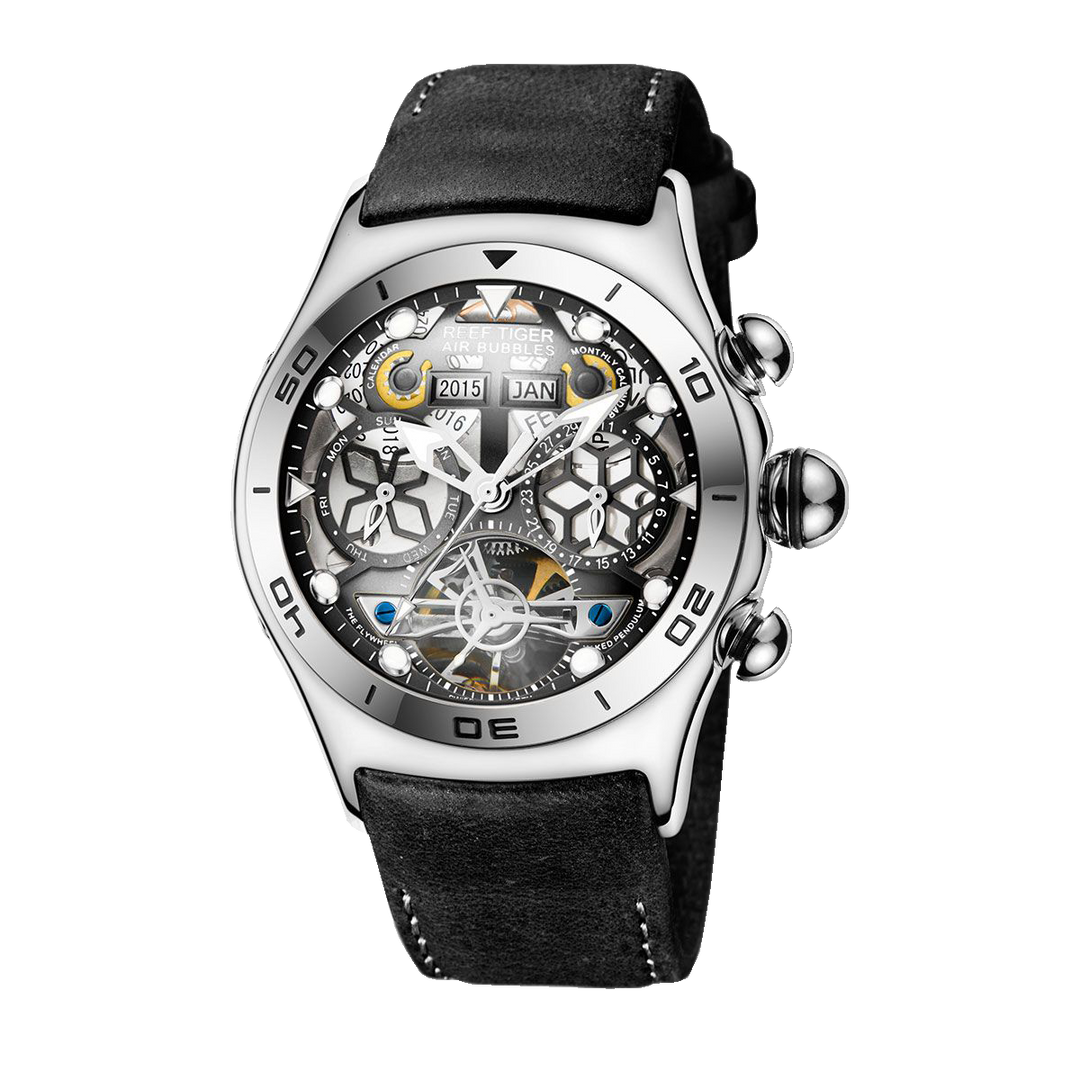 Reef Tiger Men's Aurora Air Bubbles Automatic Mechanical Skeleton Watch image 9