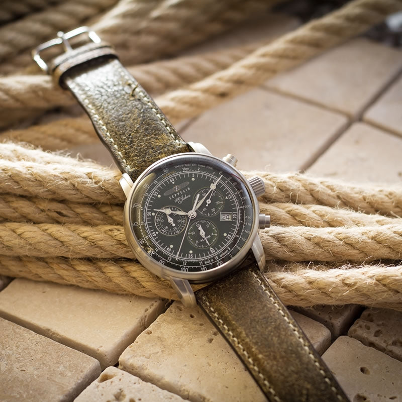 ZEPPELIN 8680-4 100 Jahre Green Leather Edition Watch image 2