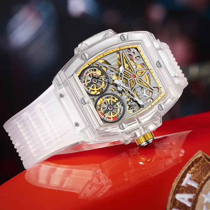 ONOLA Clear Series Plastic Transparent Maximus Double Barrel AUTOMATIC Watch image 1