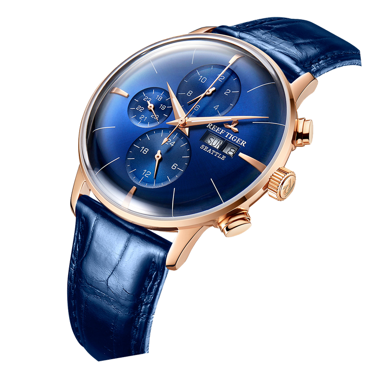 Reef Tiger Men's Seattle Chiefs Automatic Luxury Vintage Dress Chronograph Watch image 1
