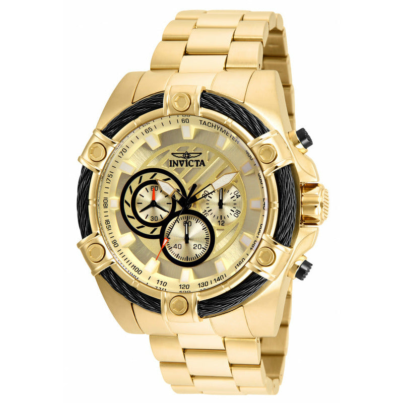 INVICTA Men's Bolt Jet Engine Wire 52mm Chronograph Watch Gold/Black