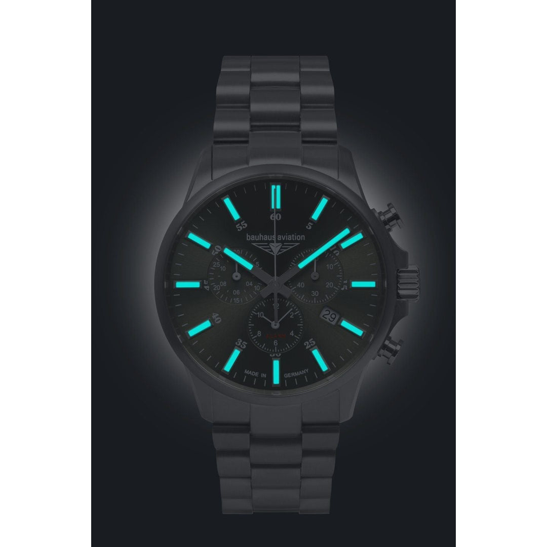 BAUHAUS AVIATION Men’s Titanium Quartz Chronograph Bracelet Watch 2880M4 image 1