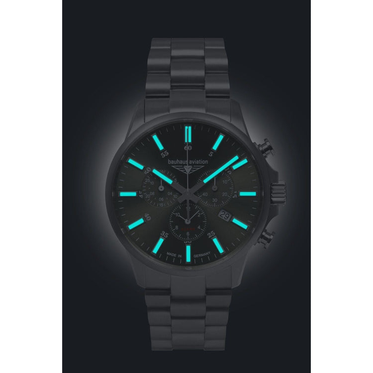 BAUHAUS AVIATION Men’s Titanium Quartz Chronograph Bracelet Watch 2880M4 image 1