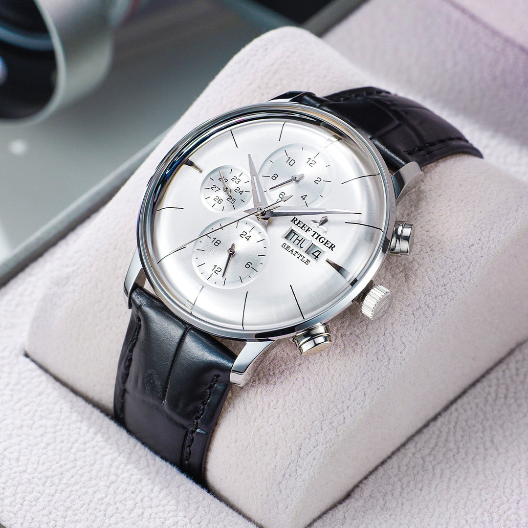 Reef Tiger Men's Seattle Chiefs Automatic Luxury Vintage Dress Chronograph Watch image 3