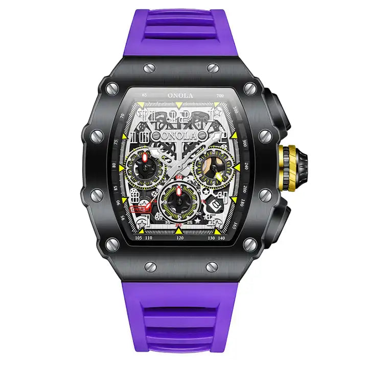 ONOLA Grande Prix Shanghai AUTOMATIC Chronograph Watch - Black / Purple image