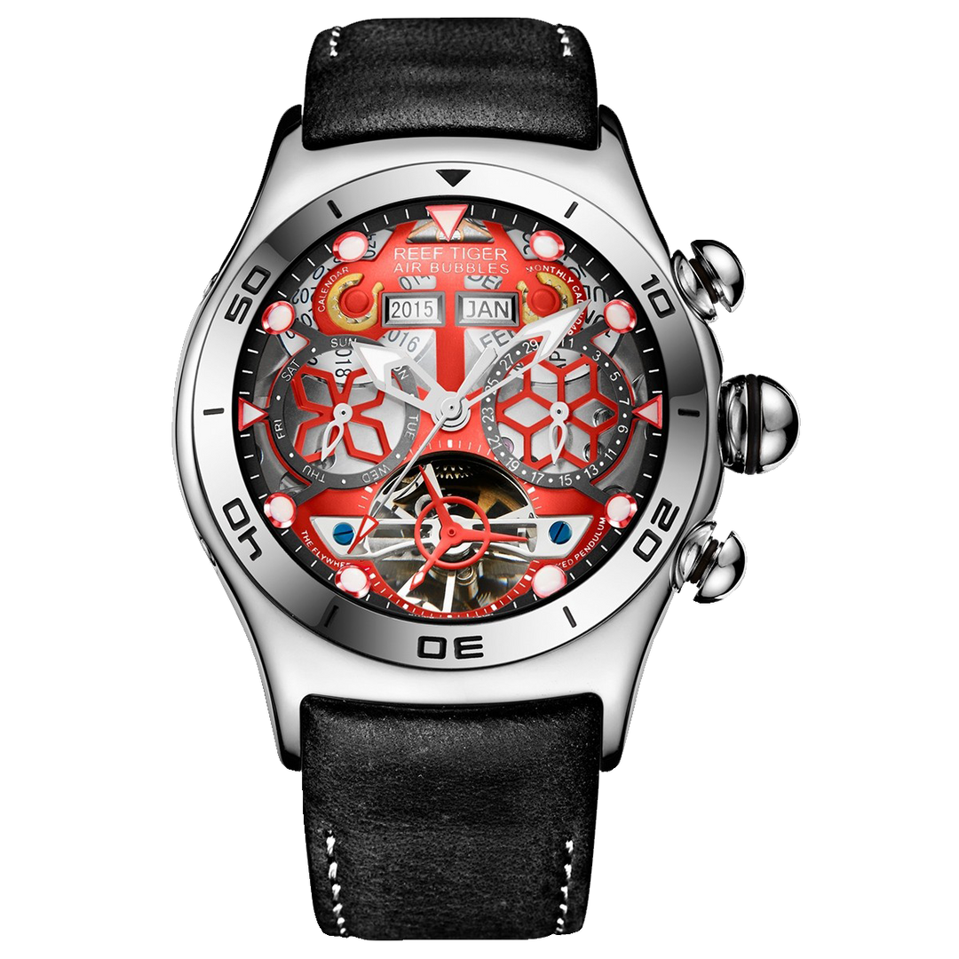 Reef Tiger Men's Aurora Air Bubbles Automatic Mechanical Skeleton Watch image 11