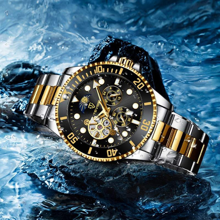 TEVISE Perpetual Automatic Flower Moon Two Tone Watch image 1