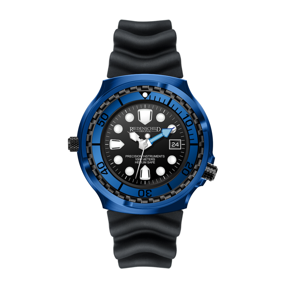 RIEDENSCHILD PRECISION INSRUMENTS GERMANY Divers Taucheruhr 1000m Helium Valve Watch Bavaria Blue image 3