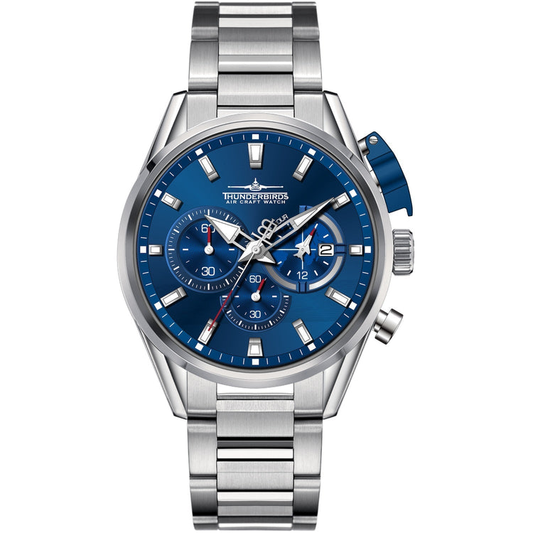 THUNDERBIRDS Aircraft F-16 Chronograph Watch Silver/Blue image 1