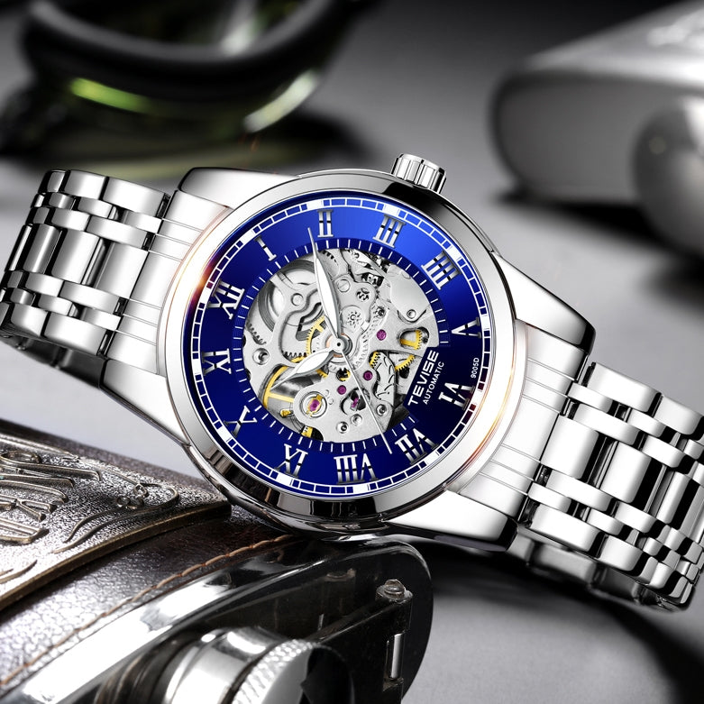 TEVISE Skeleton Classic Steel Silver Watch image 5