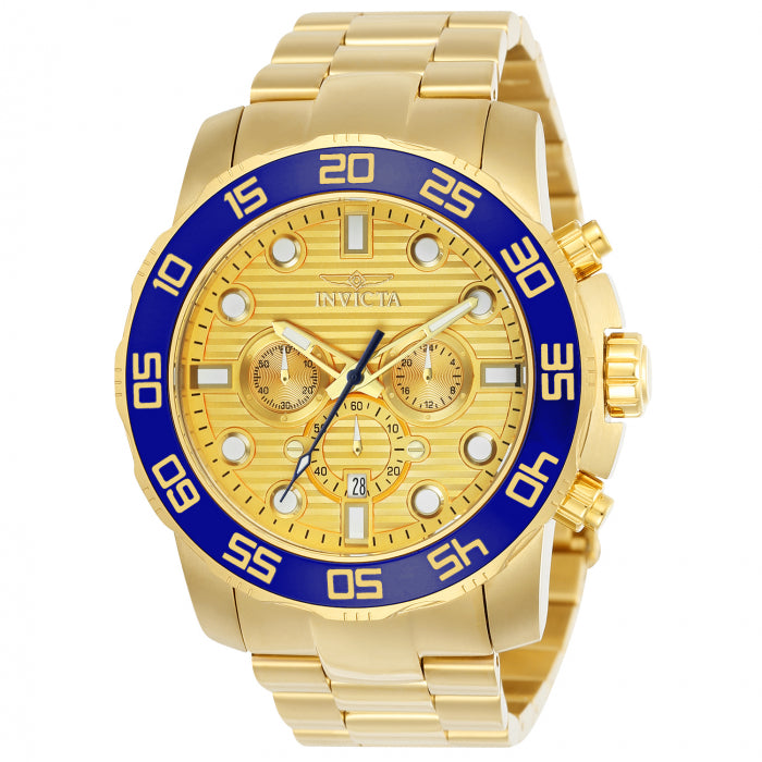 INVICTA Men's Pro Diver Chronograph 50mm Watch Gold/Blue