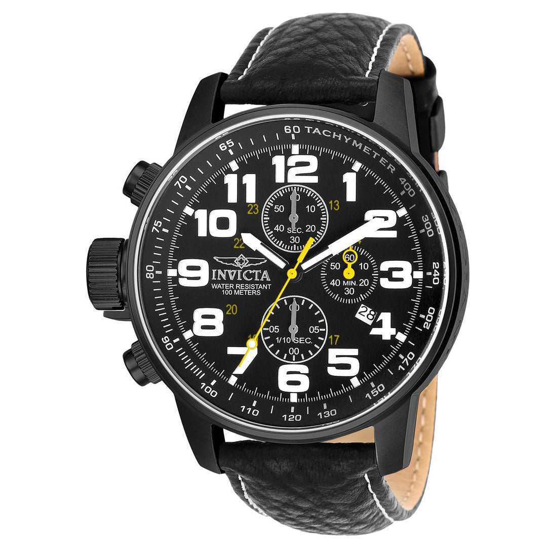 INVICTA Men's Russian Aviator Lefty 46mm Leather Strap Chronograph Watch