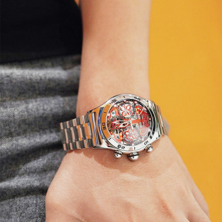 Reef Tiger Men's Aurora Air Bubbles Automatic Mechanical Skeleton Watch image 6