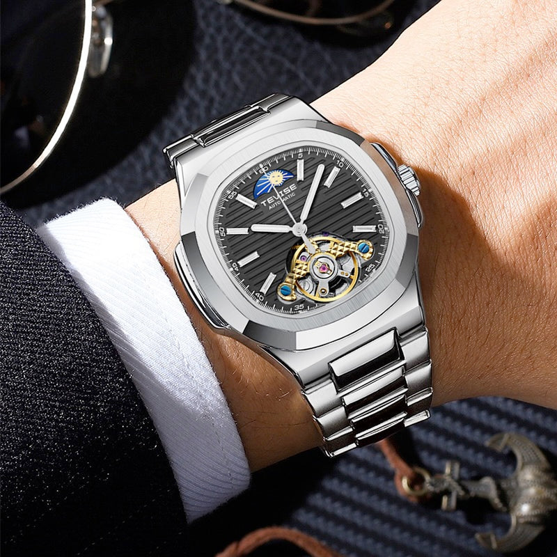 TEVISE Berlin Moonphase Open Heart Automatic Watch Black Edition image 4