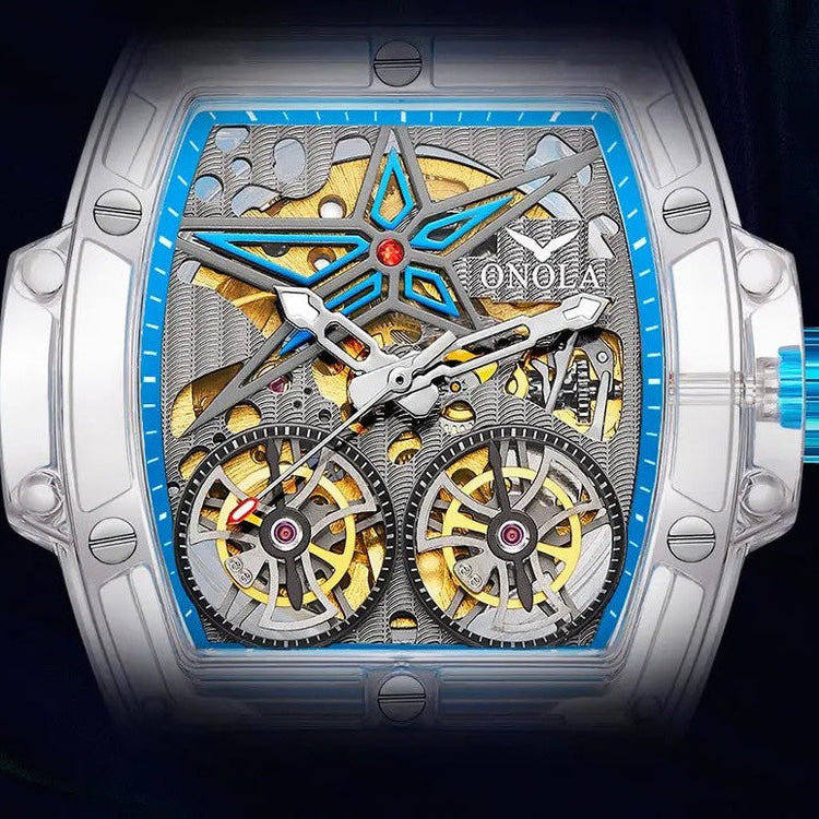 ONOLA Clear Series Plastic Transparent Maximus Double Barrel AUTOMATIC Watch image 6
