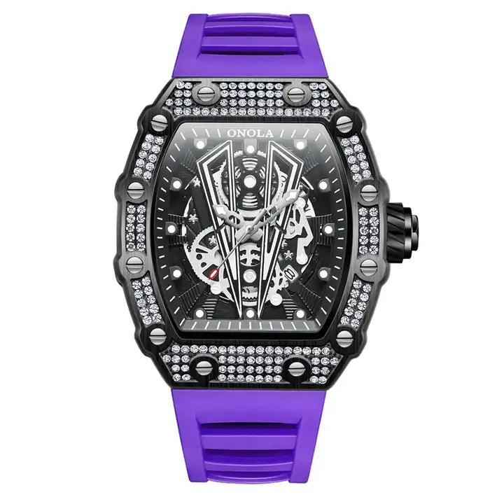 ONOLA Sir V Iced Quartz Watch - Black / Violet image