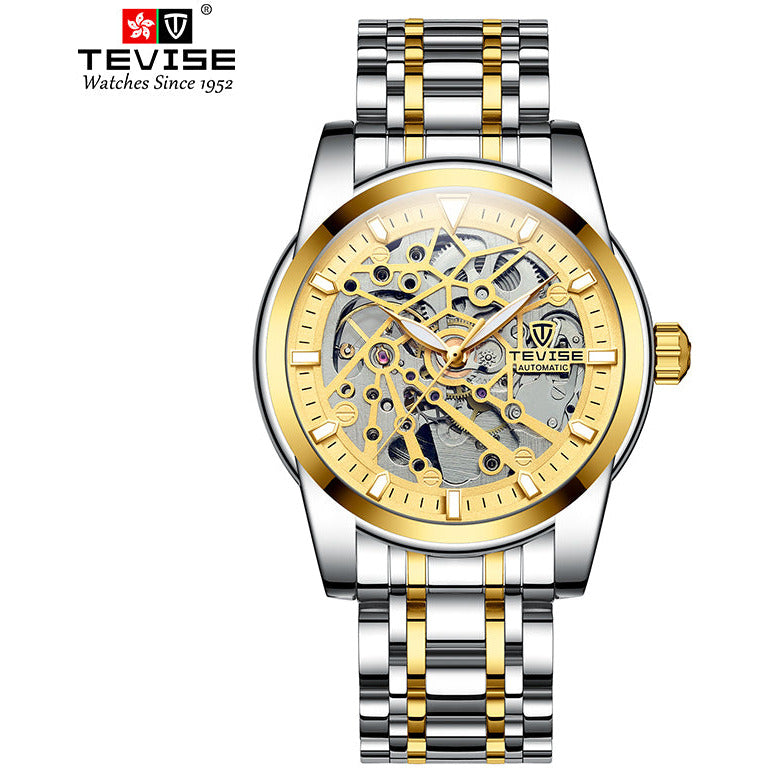 TEVISE Skeleton Classic II Steel Two Tone Gold Watch image 0