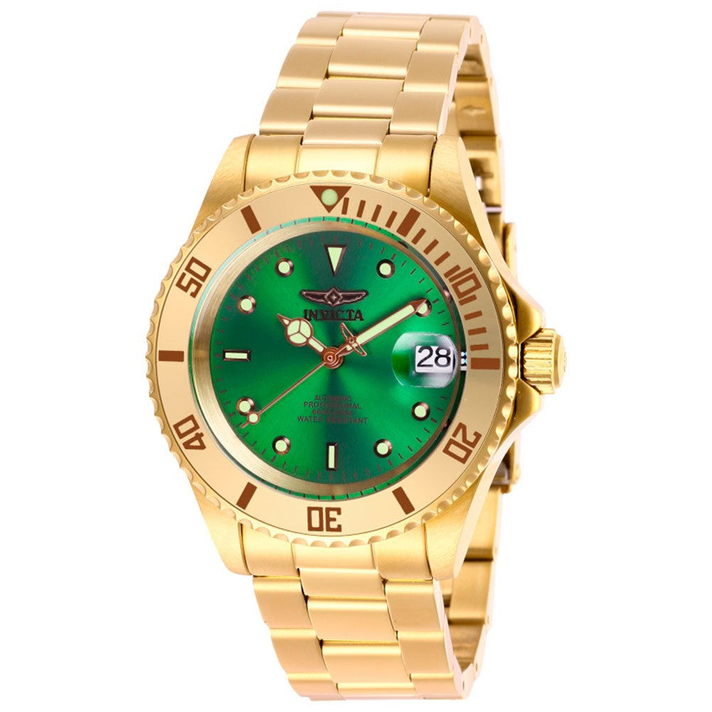 INVICTA Men's Pro Diver Automatic 40mm 200m Oyster Bracelet Watch Gold Green
