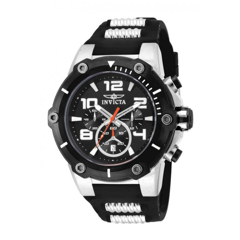 INVICTA Men's Speedway Fury 51mm Silicone Watch Black/Silver