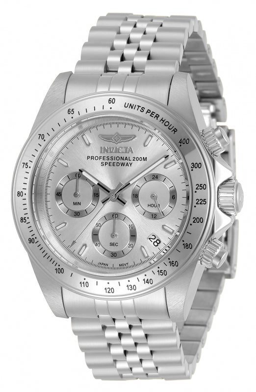 INVICTA Men's Speedway Chronograph 39.5mm Watch Jubilee Bracelet Silver
