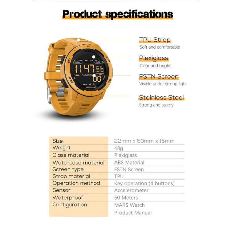 NORTH EDGE Tactical Mars Watch Yellow image 12