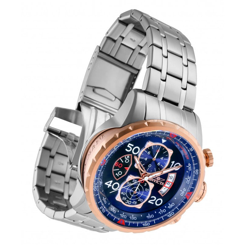 INVICTA Men's Aviator Instrument Tachymeter Chronograph 48mm Watch Rose Gold / Silver / Blue