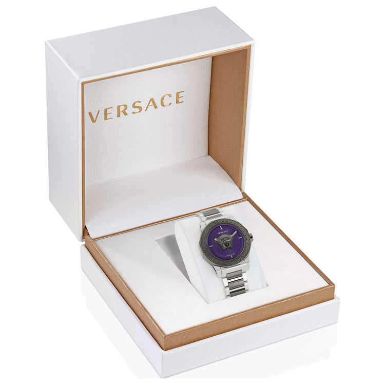 Versace Women's Medusa Deco Purple Silver Quartz Watch image 5